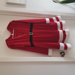 Red Santa Dress with White Trim